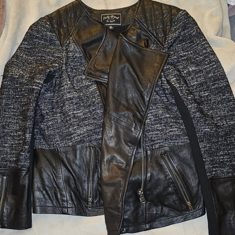Lucky Brand Chic Leather And Wool Women's Jacket